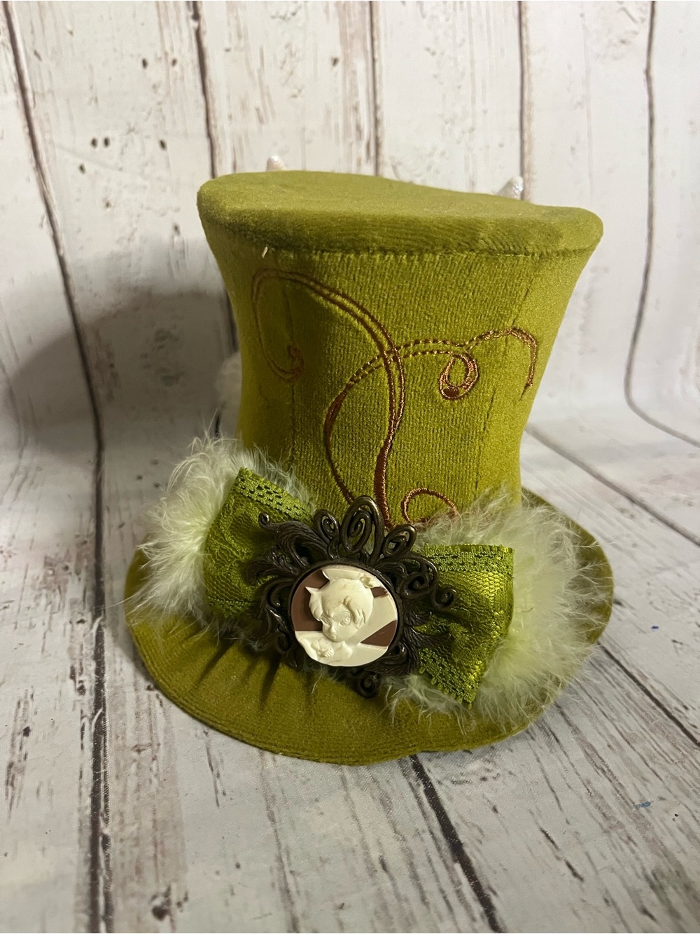 Disney Parks Tinker Bell Top Hat Mini Green Velvet Steampunk Adult One Size